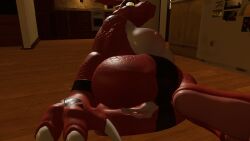 anthro big_breasts breasts digimon female female_only furry guilmon indoor_nudity indoors pussy vrchat vrchat_avatar vrchat_model