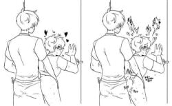 2boys artist_request from_behind monochrome sex yaoi