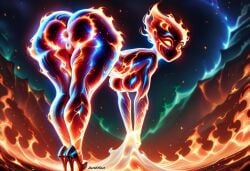 1girls ai_generated anus ass bent_over breasts darkeffect elemental_creature elemental_humanoid female female_focus female_only fire fire_creature fire_hair fire_humanoid flame flames looking_at_viewer looking_back nude presenting presenting_hindquarters pussy rear_view solo solo_female solo_focus wide_hips