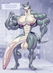 2024 abs anthro artist_name ball_tuft balls beastars biceps big_balls big_biceps big_genitalia big_muscles big_nipples big_pecs big_penis biped black_finger_claws black_nose black_toe_claws blue_arms blue_body blue_ears blue_feet blue_legs blue_tail blue_text blurred_background canid canine canis countershade_face countershade_torso countershading digital_drawing_(artwork) digital_media_(artwork) dumbbell english_text exclamation_point eyebrow_scar eyebrows facial_scar feet genitals glans gym half-erect hi_res huge_cock huge_muscles humanoid_feet humanoid_genitalia humanoid_penis hyper hyper_genitalia hyper_muscles hyper_penis legoshi_(beastars) looking_at_viewer male mammal muscular muscular_anthro muscular_arms muscular_biceps muscular_legs muscular_male muscular_thighs neck_muscles nipples nude nude_anthro nude_male obliques open_mouth pecs penis pink_inner_ear pink_nipples plantigrade pronounced_browridge scar serratus shadow sharp_teeth signature solo speech_bubble standing tail talking_to_viewer tan_body tan_countershading tan_face teeth text thick_arms thick_neck thick_thighs trapezius tuft vein veiny_penis weights white_speech_bubble wolf wolfiecanem