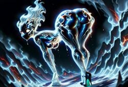 1girls ai_generated anus ass bent_over breasts darkeffect elemental_creature elemental_humanoid female female_focus female_only fire fire_creature fire_hair fire_humanoid flame flames glowing_body glowing_genitalia nude presenting presenting_hindquarters pussy solo solo_female solo_focus white_fire wide_hips