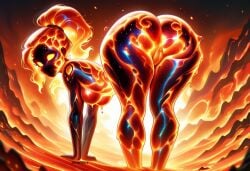 1girls ai_generated anus ass bent_over breasts darkeffect elemental_creature elemental_humanoid female female_focus female_only fire fire_creature fire_hair fire_humanoid flame flames looking_at_viewer nude presenting presenting_hindquarters pussy rear_view solo solo_female solo_focus wide_hips