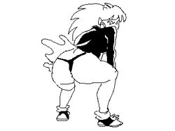 1girls animated artist_request ass ass_shake bent_over body_bags clothed clothes dat_ass dress earrings female female_only footwear greyscale hoop_earrings legs monochrome panda_delgado shoes sketch skirt solo squatting thong twerking