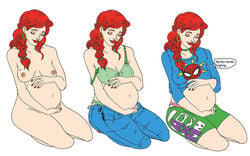 1girls bra clothing cn female female_only human human_only marvel marvel_comics mary_jane_watson panties pregnant spider-man_(series) tagme themed_clothes