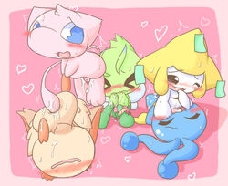 celebi cum jirachi manaphy mew nettsuu no_humans pokemon pokemon_(species) pussy straight_hair victini