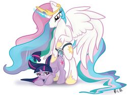 alicorn equine female friendship_is_magic my_little_pony princess_celestia_(mlp) rawrcharlierawr straight_hair twilight_sparkle_(mlp) unicorn yuri