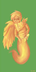 1boy bandage dave_strider davesprite feathers green_background homestuck koneko masturbation ms_paint_adventures necklace open_mouth orange_hair orange_skin penis precum short_hair solo sprite sunglasses wings