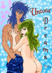 1girls ass blue_hair breasts female green_hair human light-skinned_female light_skin long_hair male nude ophiuchus_shaina saint_seiya scorpio_milo shounen_jump silver_saints tagme