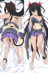 @ichigo animal_ears ass bandaid black_hair blush breasts cat_ears cat_tail censored clothing feet female kimono long_hair looking_back master_nemesis nekomimi pussy tail to_love-ru to_love-ru_darkness toes