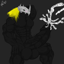 abs balls big_penis blackwargreymon cum cum_on_penis digimon huge_balls huge_cock male male_only muscles muscular penis saixyyuniz-xynz solo veins veiny_penis wargreymon