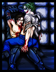 batman batman_(series) bruce_wayne dc_comics gay injury joker male male_only tagme the_dark_knight yaoi