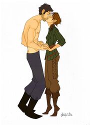 1boy 1girls a_song_of_ice_and_fire arya_stark clothing female gendry literature male