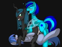 1girls 2boys cum friendship_is_magic kloudmutt my_little_pony queen_chrysalis queen_chrysalis_(mlp) sex smooth_skin tagme