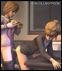 1futa 1girls 3d ass ayatollaofrock bottomless breasts clothed erection female futa_on_female futanari intersex kate_marsh life_is_strange max_caulfield penis school small_breasts teen