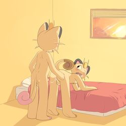 after_sex anthro bent_over blush color cum day fur furry indoors male male_only meowth multiple_males no_humans nude pokemon tagme watermelon_(artist) yaoi