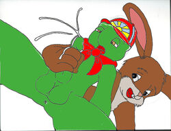 anthro bunny bunny_ears character_request ejaculation feral franklin franklin_(series) franklin_turtle fur handjob interspecies pornman08 rabbit rabbit_ears rave_roo