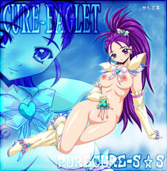 breasts cure_egret female futari_wa_precure_splash_star long_hair magical_girl mishou_mai nipples nude ponytail precure pretty_cure purple_hair rapidangel small_breasts solo tied_hair