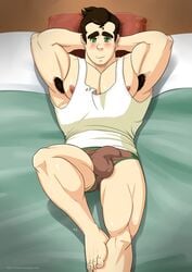 1boy armpit_hair avatar_legends bolin clothing male male_only miotoko smooth_skin solo the_legend_of_korra underwear