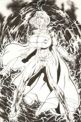 1girls dc dc_comics duval_stowers female female_only mark_beachum monochrome power_girl solo superman_(series) tagme