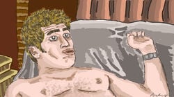 1boy blonde_hair brown_fur couch human human_only loldrey male male_nipples male_only mike nipples scott_holmes tagme the_room topless topless_male