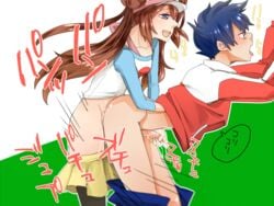 1boy 4:3 ahe_gao anal anal_sex bent_over black_legwear blue_hair blush bottomless brown_hair cum cum_in_ass cum_while_penetrated doggy_style double_bun femboy from_behind fucked_silly futa_on_male futa_with_male futadom futanari handjob hugh_(pokemon) human hyuu_(pokemon) insertion intersex long_hair male male_urethral_insertion malesub no_(kur0v0) no_panties open_mouth pants_pull pantyhose pantyhose_pull penis pokemon pokemon_bw2 raglan_sleeves reach_around rosa_(pokemon) sex short_hair shorts shorts_pull skirt smile tied_hair tongue track_jacket twintails undressing urethral_fingering urethral_insertion visor_cap