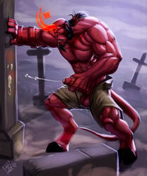 boner cemetery cum dark_horse erection graveyard hellboy hellboy_(series) male male_only masturbating masturbation penis red_skin solo solo_male unshackled_fenrir