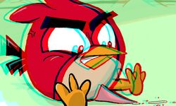 1boy anaglyph angry_birds animal male male_only red-bird red_(among_us) rovio sega tagme