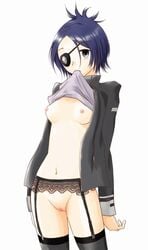 blue_hair chrome_dokuro eyepatch flat flat_chest flat_chested katekyo_hitman_reborn! lifting_shirt missing_eye pussy tagme