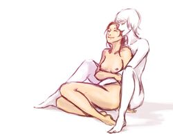 chell glados guavi lesbian portal_(series) tagme white_background wholesome yuri