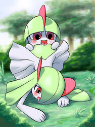 blush doguu drooling kirlia licking nintendo pokemon pokemon_(species) pokemon_rse ralts straight_hair tears