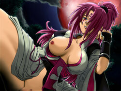 ass baiken breasts censored female guilty_gear long_hair one_breast_out penetration ponytail purple_eyes purple_hair sex spread_legs tied_hair