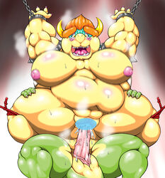 1boy 1girls arm_band big_breasts bondage bowser breasts censored chubby chubby_female crying crying_with_eyes_open cum cum_in_pussy cum_inside female female_bowser furry genderswap green_body ineffective_censorship male male/female male_penetrating male_penetrating_female mario_(series) metal nintendo nipples open_mouth red_hair reptile rope rope_bondage rule_63 simple_background small_dom_big_sub straight_hair submissive sweat sweatdrop yellow-dragon yellow_body yoshi