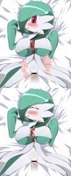 1boy 1boy1girl 1girls blush breasts censored cleavage closed_eyes cum cum_in_pussy cum_inside cum_on_body cum_on_breasts cum_on_face cum_on_upper_body faceless_male facial female female_gardevoir furry game_freak gardevoir green_hair high_resolution japanese_text large_breasts male nintendo offscreen_character offscreen_male on_back on_bed open_mouth pok&eacute;mon_(species) pokemon pokemon_(species) pokemon_rse pokephilia red_eyes sex shaking spread_legs text