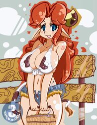 3_dev_adam big_breasts breasts cleavage clothing color cow_girl cow_horns cow_tail cowgirl daisy_dukes denim_shorts erect_nipples farm_girl farmgirl female female_only hair huge_breasts large_breasts long_red_hair looking_at_viewer luigi64 malon mrgreen panties ranch_girl red_hair shorts skimpy smile smiling solo tail the_legend_of_zelda wide_hips