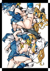 1boy 1girls ahe_gao androgynous areolae blonde_hair blue_eyes blush breasts bridget cleavage crossdressing erect_nipples female femboy femboy_on_female femboydom femsub girly guilty_gear habit male male/female millia_rage nipples nun nun's_habit straight tagme tongue_out voluptuous