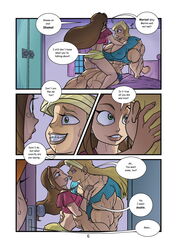 abs alyson_malitski bedroom braceface brown_hair comic crossover disney extreme_muscles female green_eyes human kartoon_warz_#2:_bikini_party kim_possible kimberly_ann_possible muscle muscles muscular muscular_female orange_hair reddyheart redhead sharon_spitz short_hair straight_hair veins yuri