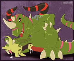 aledon_rex bayleef crossover digimon male male_only multiple_males no_humans pokemon pokemon_(species) tuskmon yaoi