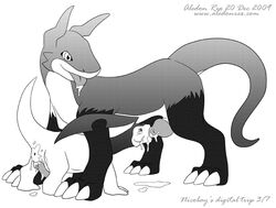 aledon_rex bayleef crossover digimon male monochrome multiple_males no_humans pokemon pokemon_(species) raidramon yaoi