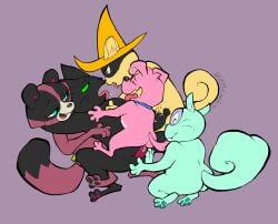 2021 203y ambiguous_penetration anthro anthro_on_anthro anthro_penetrated anthro_penetrating anthro_penetrating_anthro ball_fondling balls black_body black_eyes black_fur black_mask black_nose black_pawpads blue_collar bodily_fluids canid canine canis cartoon_network clothing collar collar_only cowgirl_position cum cum_inside domestic_cat domestic_dog domino_mask dr._cuddlestien eyemask eyes_closed eyewear felid feline felis female female_on_top female_penetrated fivesome floppy_ears fondling from_front_position fur gangbang genital_fluids genitals glasses green_eyes green_pawpads green_sclera grey_eyewear grey_glasses group group_sex half-closed_eyes hat headgear headwear hi_res honey_(mao_mao) interspecies looking_pleasured male male/female male_on_bottom male_penetrating male_penetrating_female mammal mao_mao:_heroes_of_pure_heart mask narrowed_eyes nude on_bottom on_top open_mouth pawpads penetration penny_(mao_mao) pupils raccoon_dog red_body red_fur reverse_gangbang reverse_harem rodent saliva saliva_string sciurid sex sheriff_mao_mao_mao smile tanuki tanya_keys teal_body teal_fur tongue tongue_out tree_squirrel whiskers yellow_body yellow_clothing yellow_fur yellow_hat yellow_headwear
