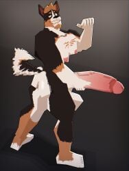 1boy 1dog 1furry 3d 3d_(artwork) 3d_artwork anthropomorphic anthropomorphic_animal archer_(cxckparty) big_cock big_dick big_penis cxckparty dog_furry full_body furry long_cock long_dick long_penis male male_only nipples pointing_at_self solo solo_male tagme
