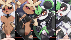 7:4 absurd_res anthro anthro_penetrated anus areola bear big_breasts black_body blush bodily_fluids breasts brown_body butt erection female fur generation_6_pokemon genital_fluids genitals giant_panda hi_res human human_on_anthro human_penetrating human_penetrating_anthro interspecies lagomorph leafan_(pal) male male/female mammal mega_evolution mega_lopunny nintendo nipples nude pal_(species) palphilia palworld penetration penis pocketpair pokemon pokemon_(species) pokephilia sex spread_legs spreading vulva white_body zerokun135