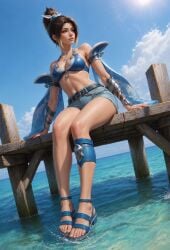 1girls ai_assisted ai_generated anran beach feet overwatch overwatch_2 sea summer
