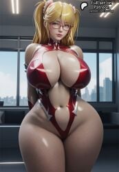 1girls 3d ai_generated ass big_breasts big_tits blonde_hair breasts breasts_bigger_than_head breasts_out butt curvy curvy_female curvy_figure female female_focus female_only fishnets glasses green_eyes half_naked huge_breasts huge_tits kosaka_shizuru light-skinned_female light_skin lipstick looking_at_viewer nipples paizuri revealing_clothes sexy sexy_pose sodaglow_artist solo solo_female solo_focus standing taimanin_(series) taimanin_suit teasing_viewer thick_thighs thighs voluptuous voluptuous_body voluptuous_female yellow_hair