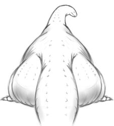 2021 big_butt butt claws dartht15 feet female feral hindpaw huge_butt huge_thighs hyper hyper_butt lizard long_neck looking_at_viewer looking_back monochrome nude nude_female obese obese_female obese_feral overweight overweight_female overweight_feral paws rear_view reptile scalie simple_background sitting solo spines tail thick_tail thick_thighs toes white_background wide_hips