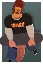 1boy 3d 3d_(artwork) 3d_artwork alternate_version big_cock big_dick big_penis cum_drip cxckparty garrett_(cxckparty) long_cock long_dick long_penis male male_only skateboard solo solo_male text veins_on_cock veins_on_dick veins_on_penis