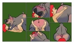 anthro blush face_sitting female/female female_anthro female_human female_human/female_anthro girl_on_girl gloria_the_hippopotamus green_eyes hippopotamid hippopotamus jenna_(wolvesatyourdoor) joesanchez lesbian lesbian_kiss lesbian_sex madagascar_(series) overweight overweight_female red_hair rimjob rimming rimming_female romance vulva vulva_blush