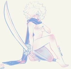 1girls breasts eymbee female no_more_heroes nude shinobu_jacobs solo sword