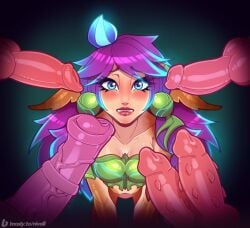 1girls 4boys alistar black_background breasts centaur centaur_girl centauress cock color colored covered_breasts covered_nipples earings female flower_in_hair high_resolution highres horse_penis horsecock huge_cock knot knotted_penis large_penis league_of_legends lewdvelli lillia_(league_of_legends) long_eyelashes male monster multiple_boys multiple_males nasus on_knees penis penis_on_face penis_size_difference renekton riot_games simple_background suprised surrounded_by_penises tencent warwick