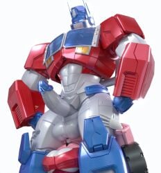 1boy 1girls autobot cock_worship cybertronian elita-1 elita-one elita_one hasbro horny_female huffing huge_cock leaking_precum muscular_male optimus_prime takara_tomy transformers transformers_g1 trawert