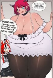 ai_generated doorway english_text giantess hakos_baelz hololive hololive_english irys_(hololive) size_difference